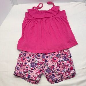 3/$30Pink Ruffle Top and Floral Shorts Set